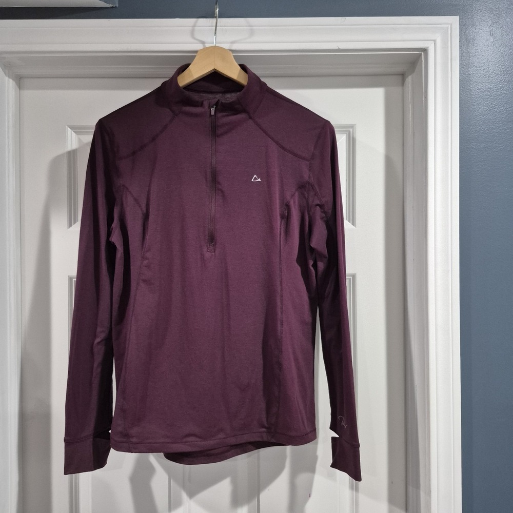 Paradox Base Layer Top Womens XL Purple Merino Wool Blend 1/4 Zip Hiking Ski